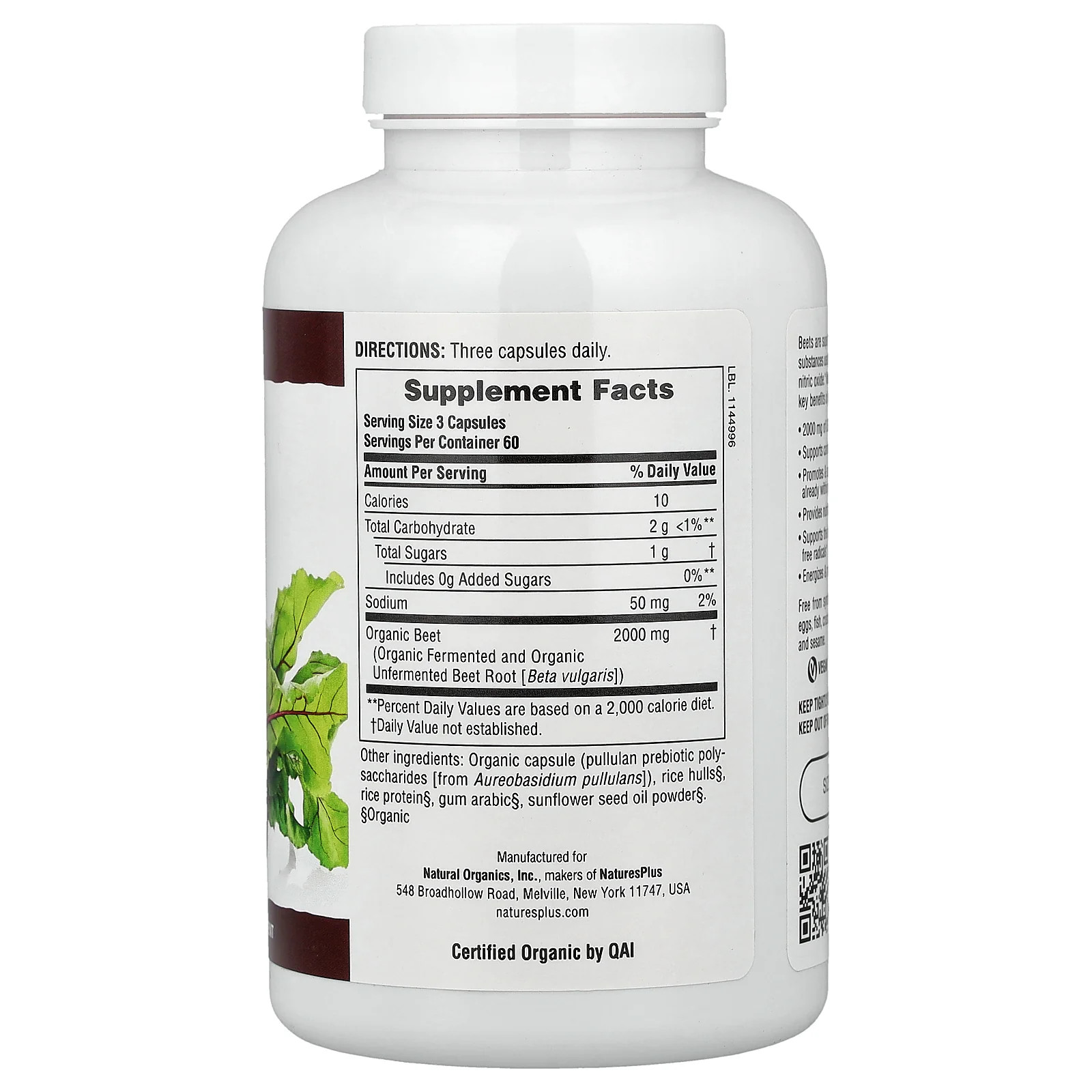 2 X NaturesPlus, Organic Beet, 180 Capsules (666 mg per Capsule)