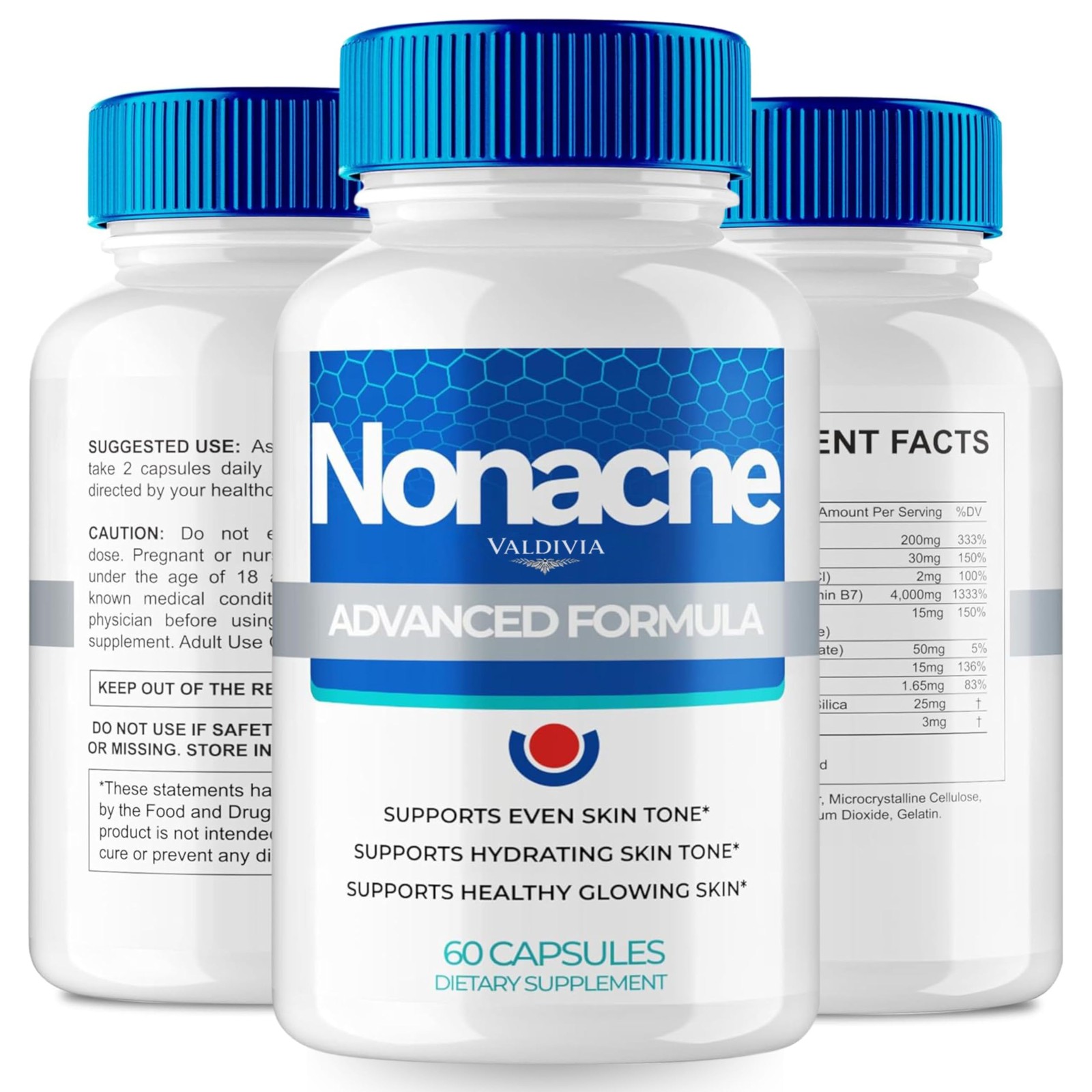 Nonacne Clear Skin Support Supplement Capsules Zinc Acne 1 Pack 60Ct