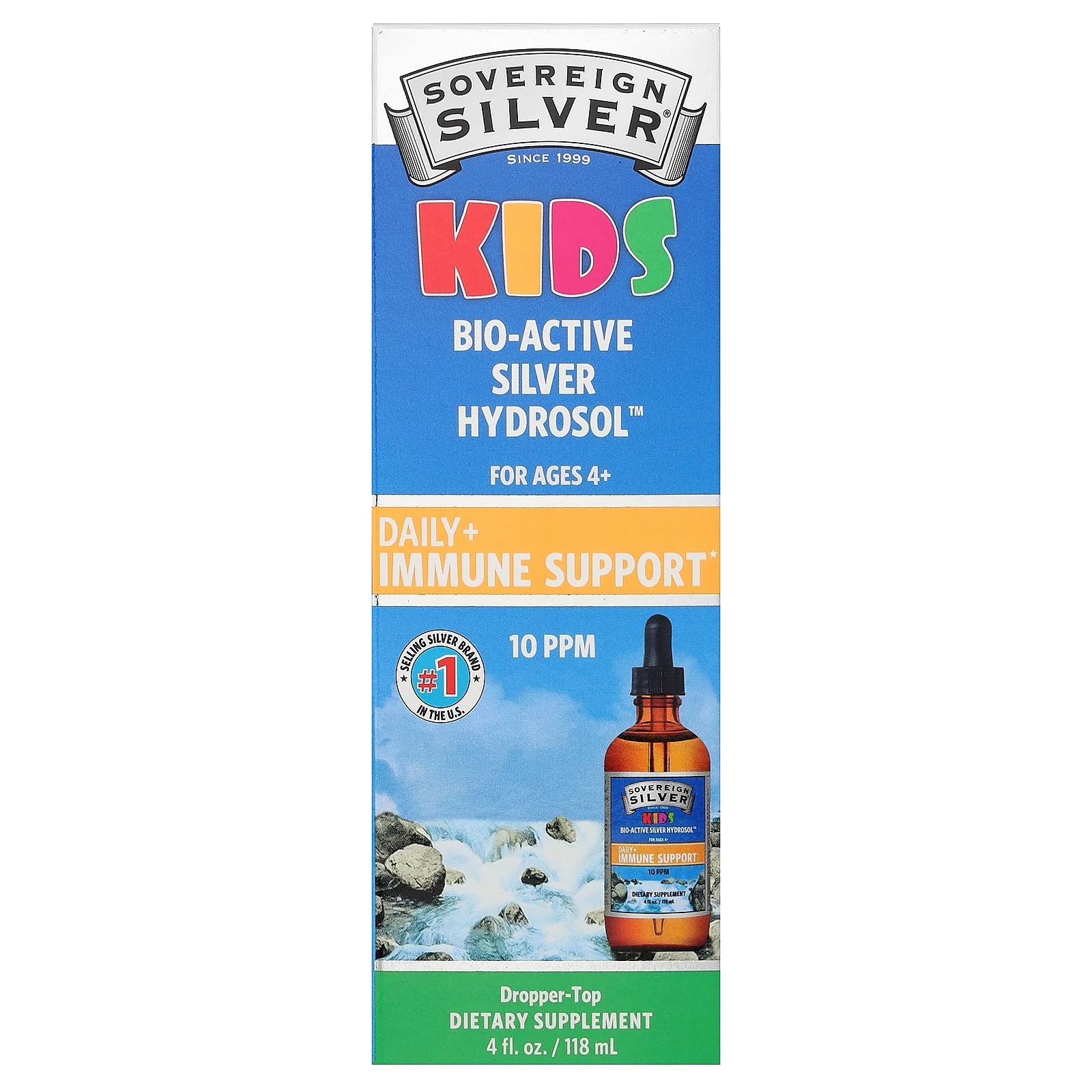 2 X Sovereign Silver, Kids Bio-Active Silver Hydrosol�, Ages 4+, 4 fl oz (118 m