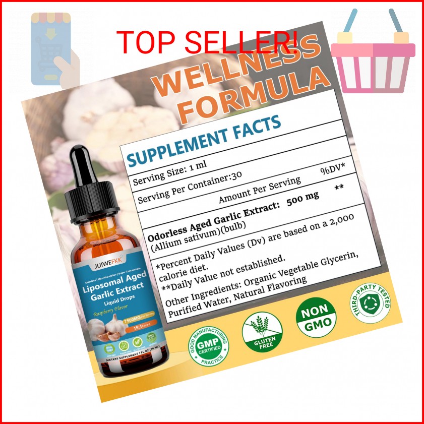 Aged Garlic Extract Liquid Drop 500mg, 15:1 Extract Odorless Organic Garlic Supp