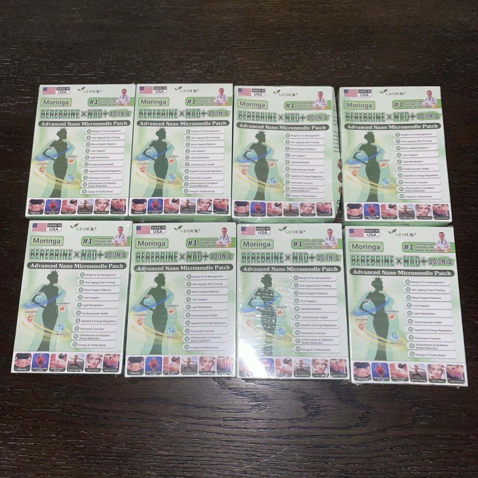 8 Boxes Moringa Berberine x NAD+ 10-in-1 Advanced Nano Microneedle 56 Patches