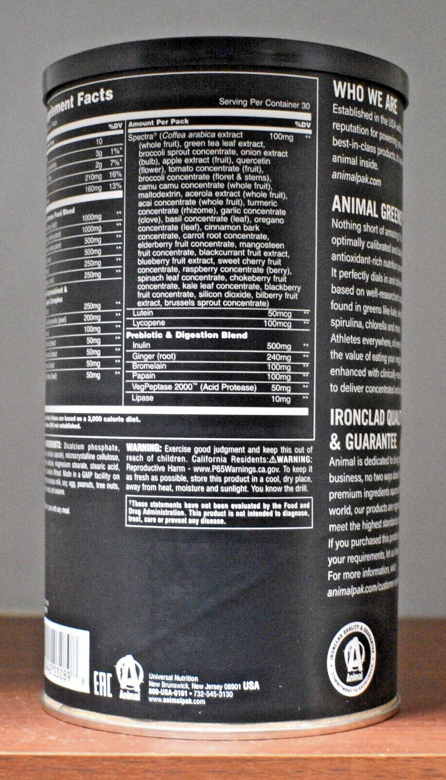 Animal Greens Universal Nutrition Pill Stack 30 Packs Green Immune Support