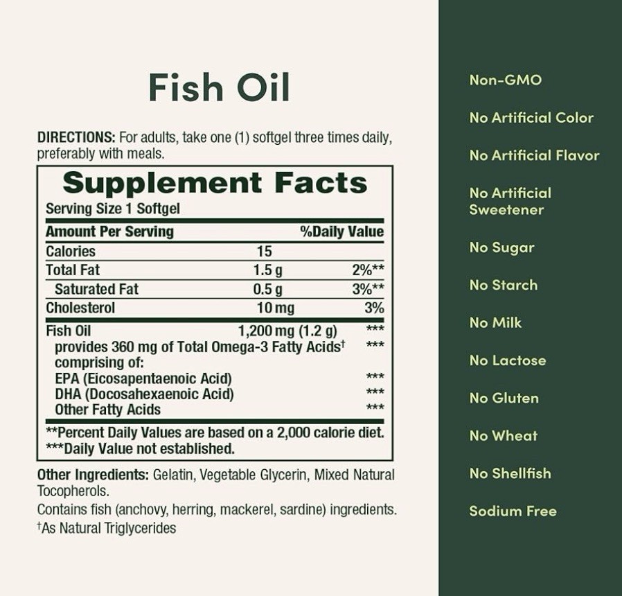 Nature’s Bounty 1200mg Fish Oil Omega 3 Supplement Supports Heart Health 200 Ct