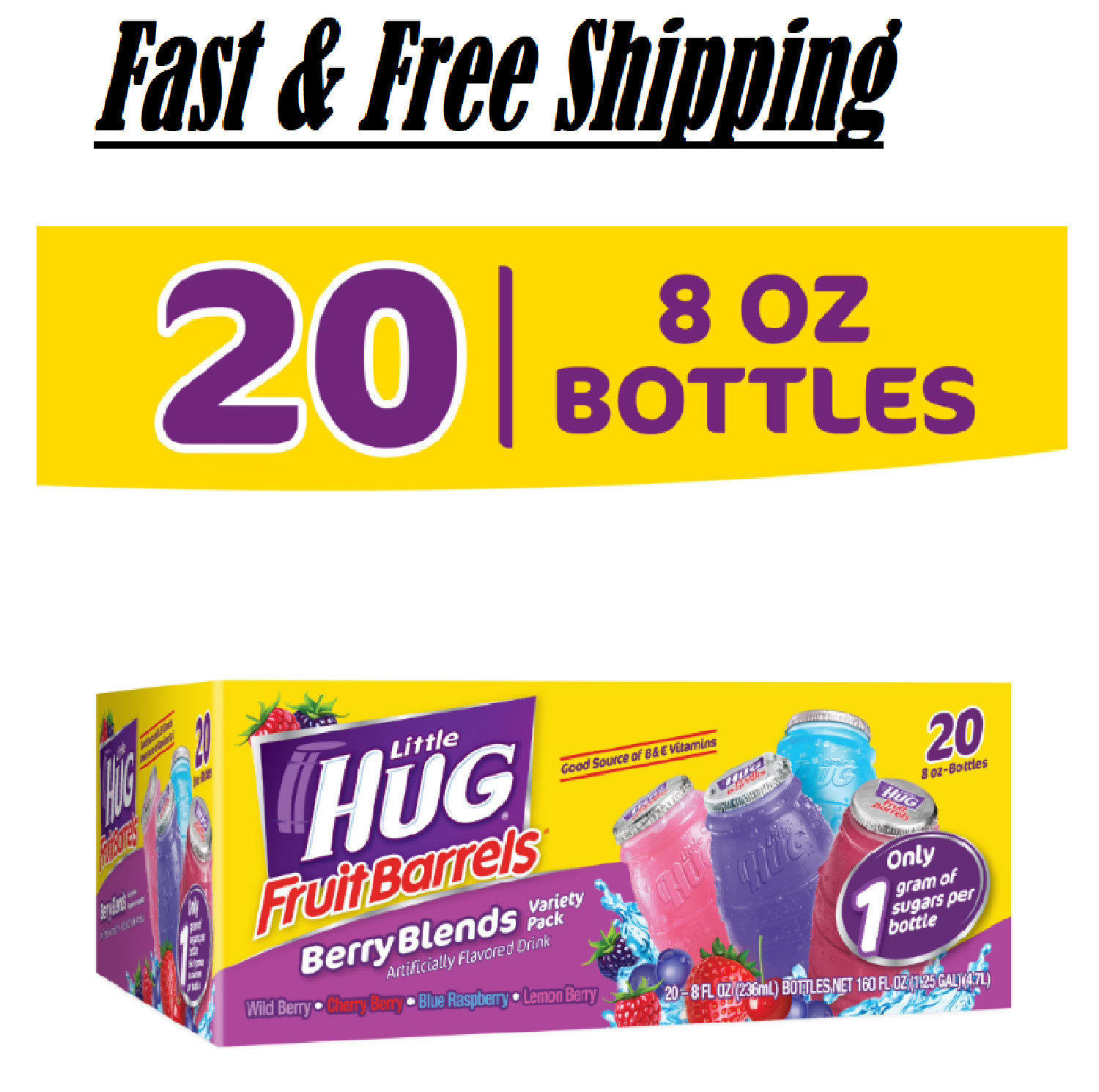 Little HUG Fruit Barrels Berry Blends Shelf Stable Kids Drinks 20ct, 8 fl oz