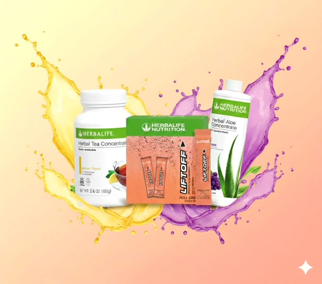 Herbalife Lemon Tea 3.6 oz +Grape Aloe Pint+30 Tropical Force Liftoff