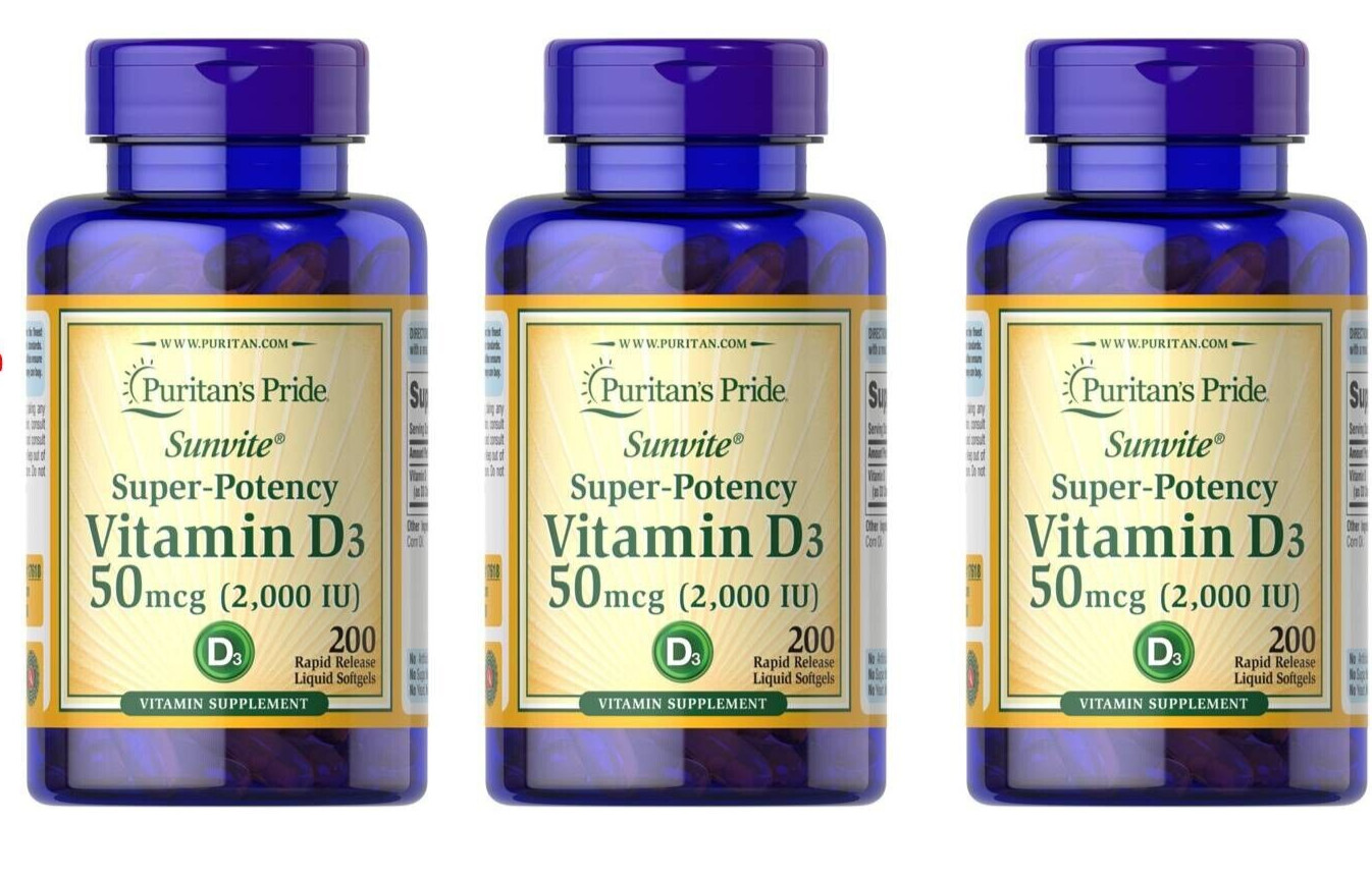 Vitamin D3 2000IU 2 X 200 pills=400 Softgels Max Strength MADE USA D 10/2026