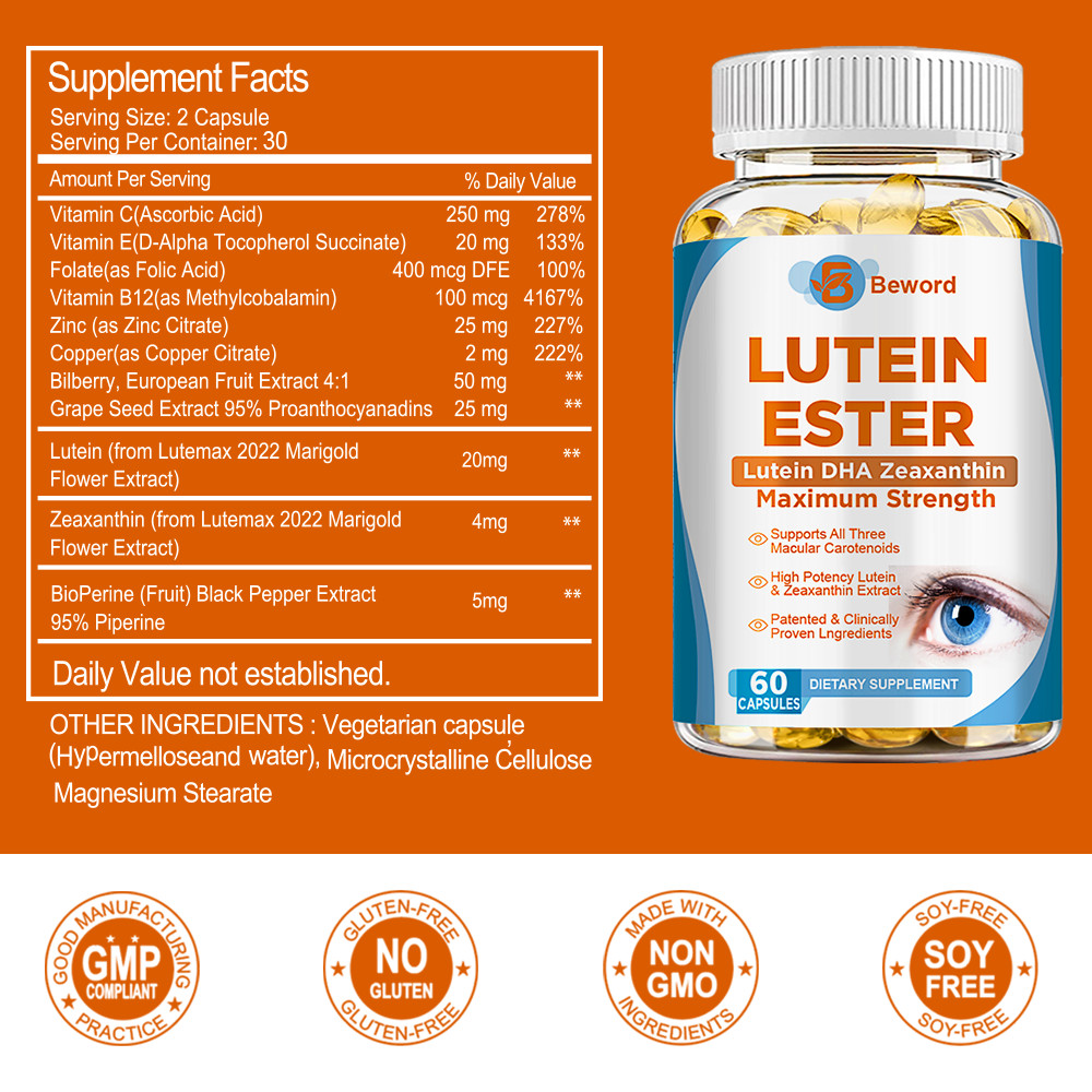 Eye Health Supplement, Lutein and Zeaxanthin, Vision Health, Eye Strain Support