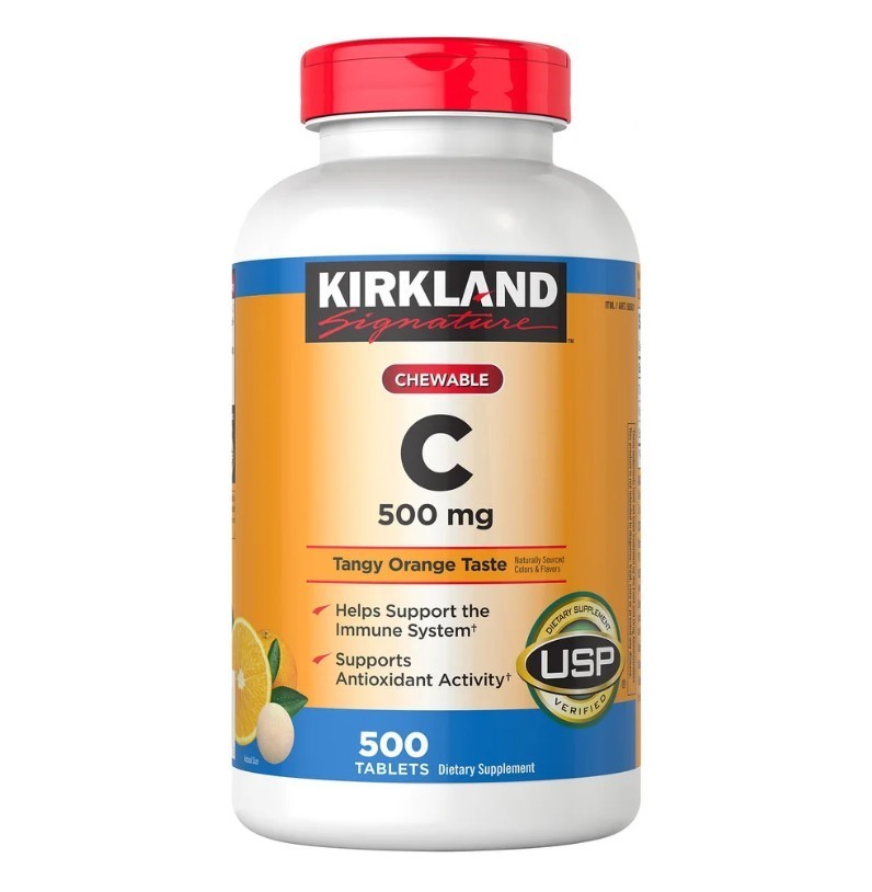 Kirkland Signature Chewable Vitamin C 500mg 500 Tablets • Immune Support