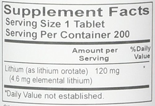 Dr Hans Nieper Lithium Orotate Tablets 120 mg 200 Count Dietary Supplement
