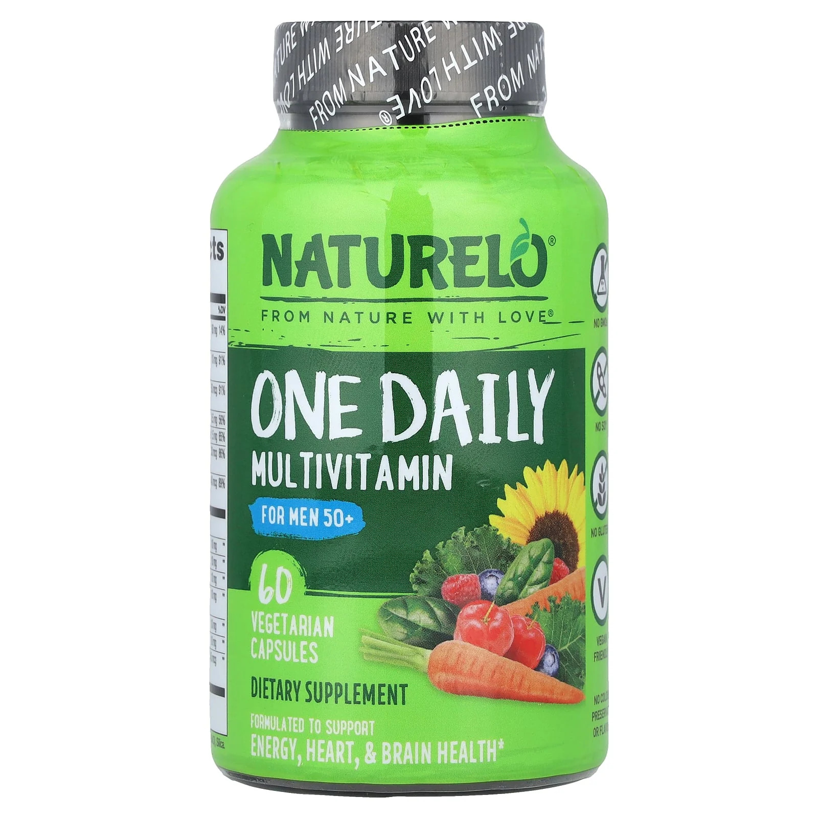 2 X NATURELO, One Daily Multivitamin For Men 50+, 60 Vegetarian Capsules