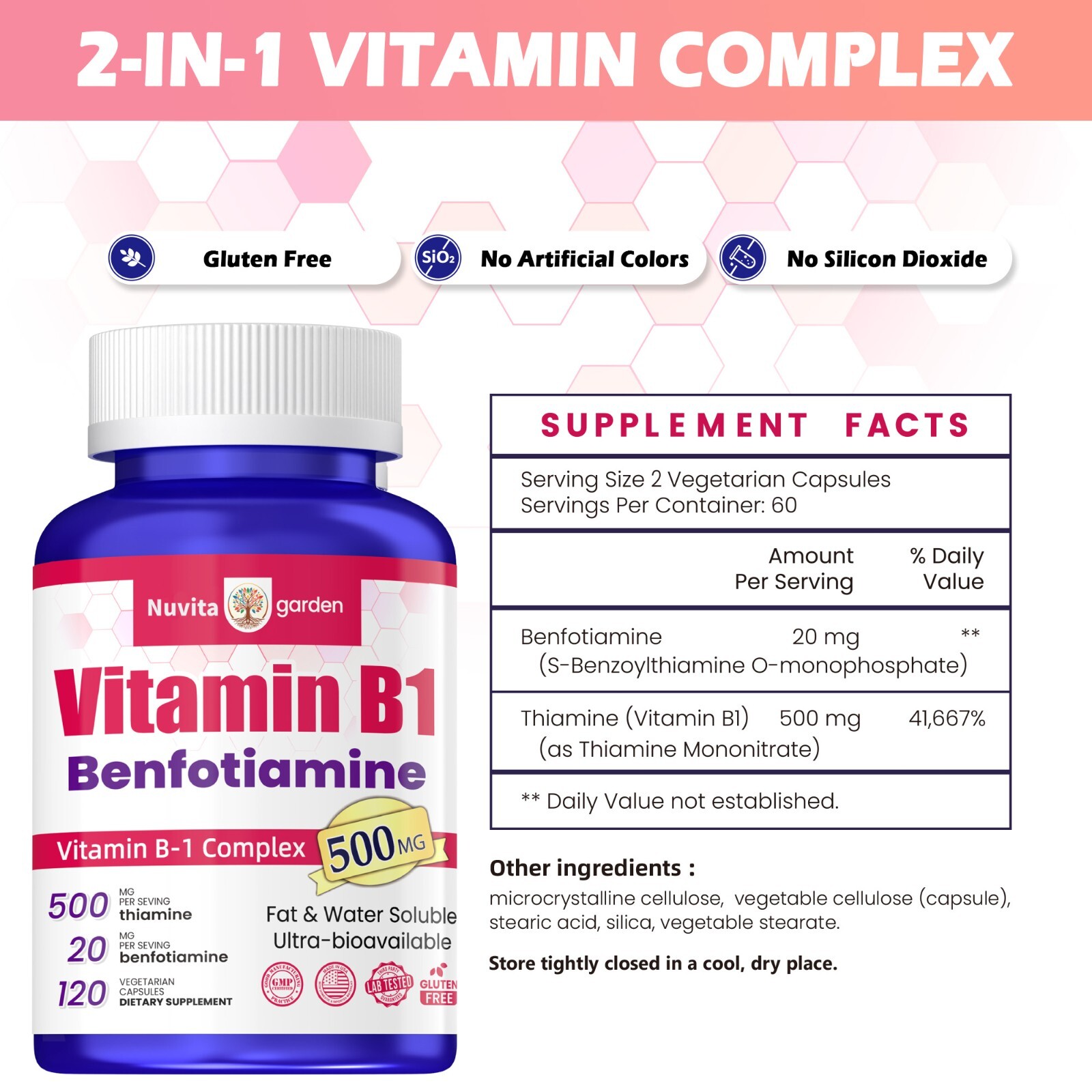 500mg Vitamin B1 (Thiamin) – Healthy Energy Metabolism, Supports Nervous System
