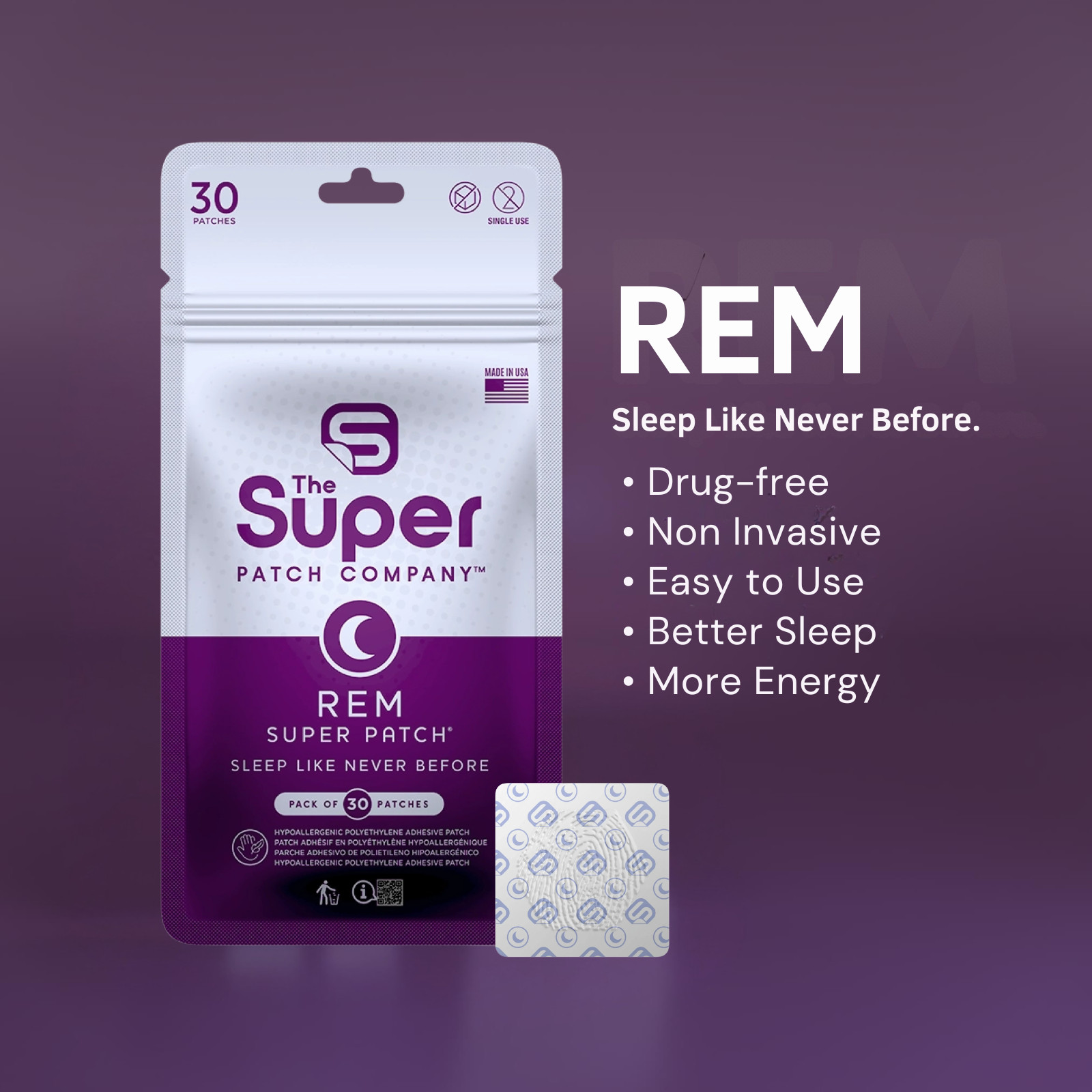 Super Patch REM Sleep Support Patch Deep Sleep Drug-Free Trial Pack 5 Patches