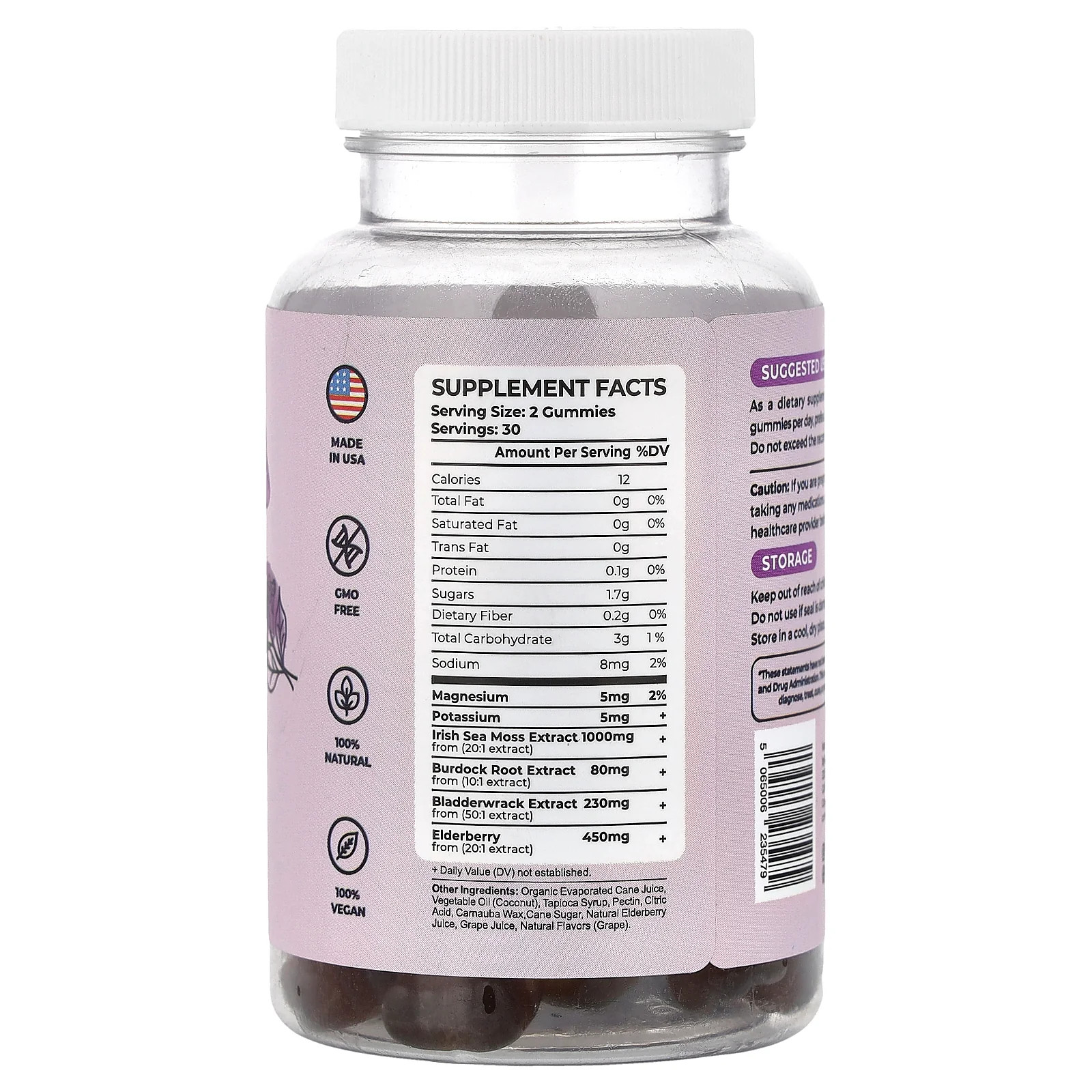 2 X True Sea Moss, Sea Moss & Elderberry Gummies , 60 Gummies