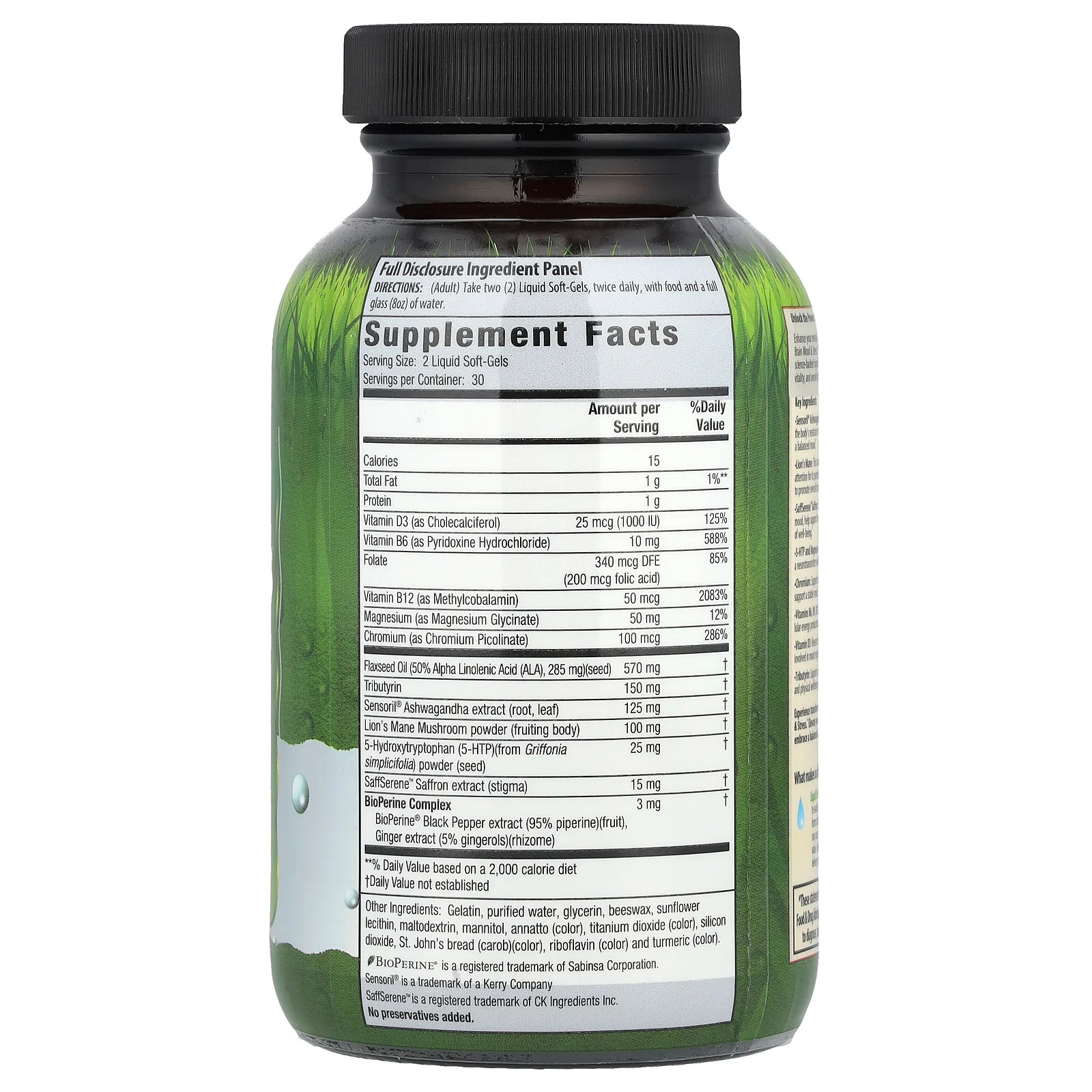 2 X Irwin Naturals, Ashwagandha Healthy Brain Mood & Stress, 60 Liquid Soft-Gel