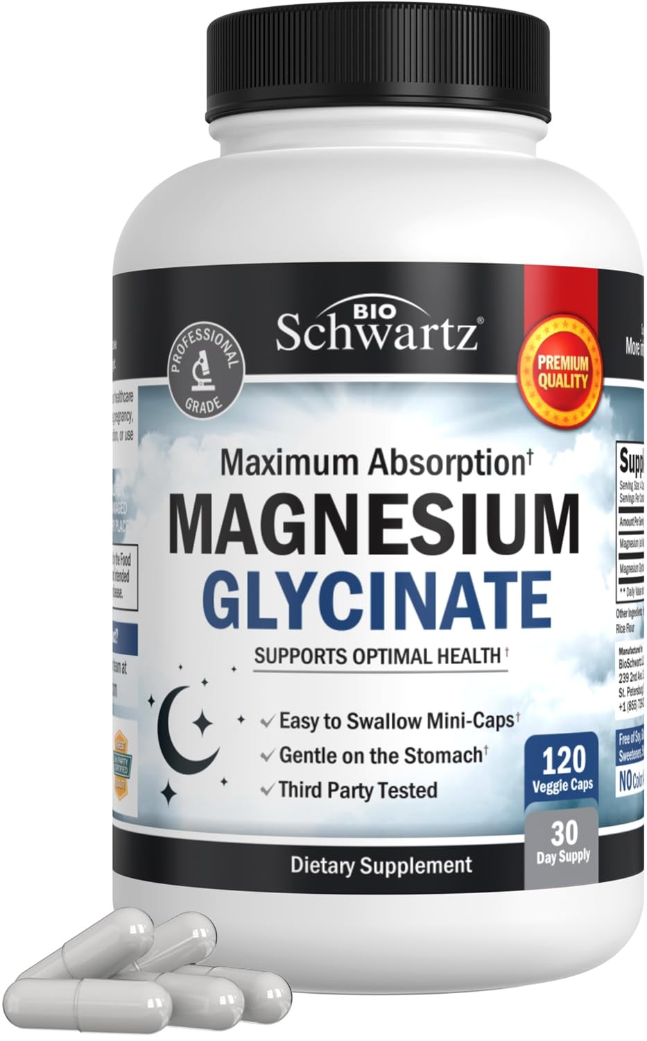 BioSchwartz Magnesium Glycinate 500mg Capsules (120 120 Count (Pack of 1)