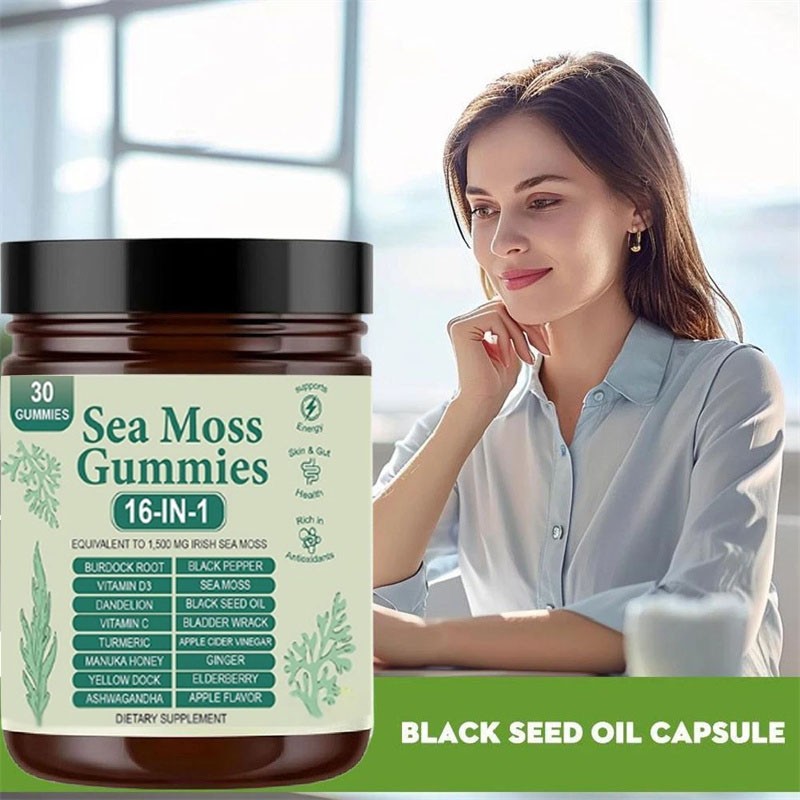 16 in 1 Sea Organic Moss Gummy | Irishmoss Extract 6000Mg | Green Apple Flavor.