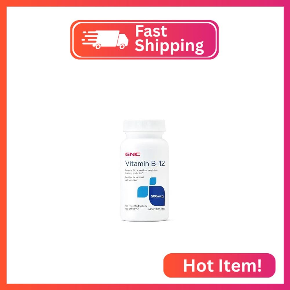 GNC Vitamin B-12 500mcg, Supports Energy Production, 100 Tablets