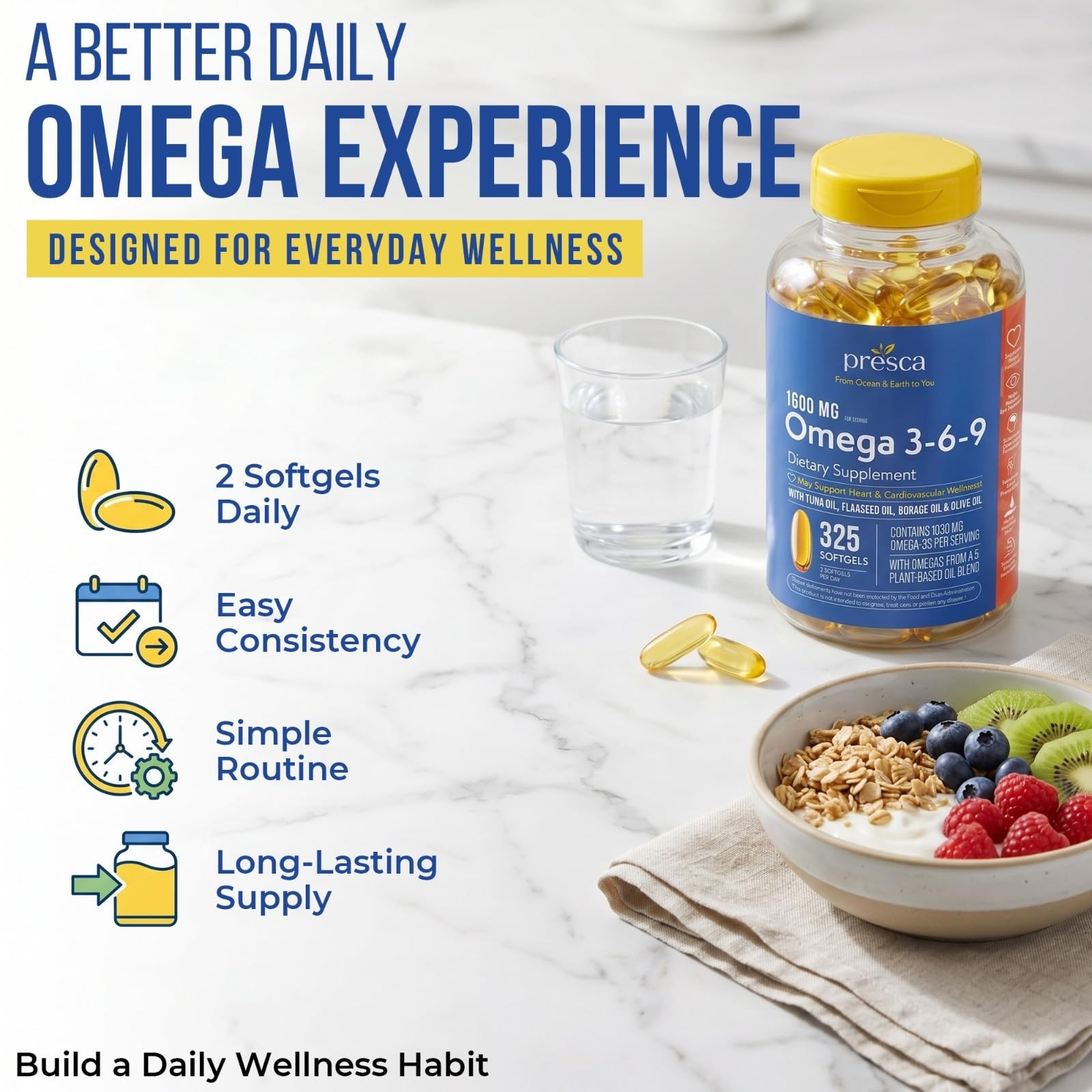 Omega 3-6-9 Dietary Supplement (325 ct.) – Promote Visual Function and Eye Healt
