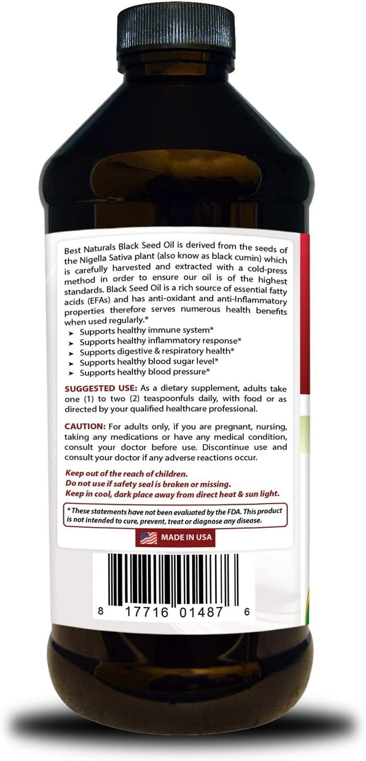 2 Packs Best Naturals Black Seed Oil 16 OZ