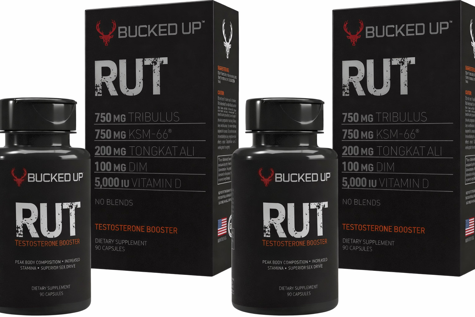 Bucked Up RUT Testosterone Booster Men Hormone Balance Muscle Gain 90 Caps 2X