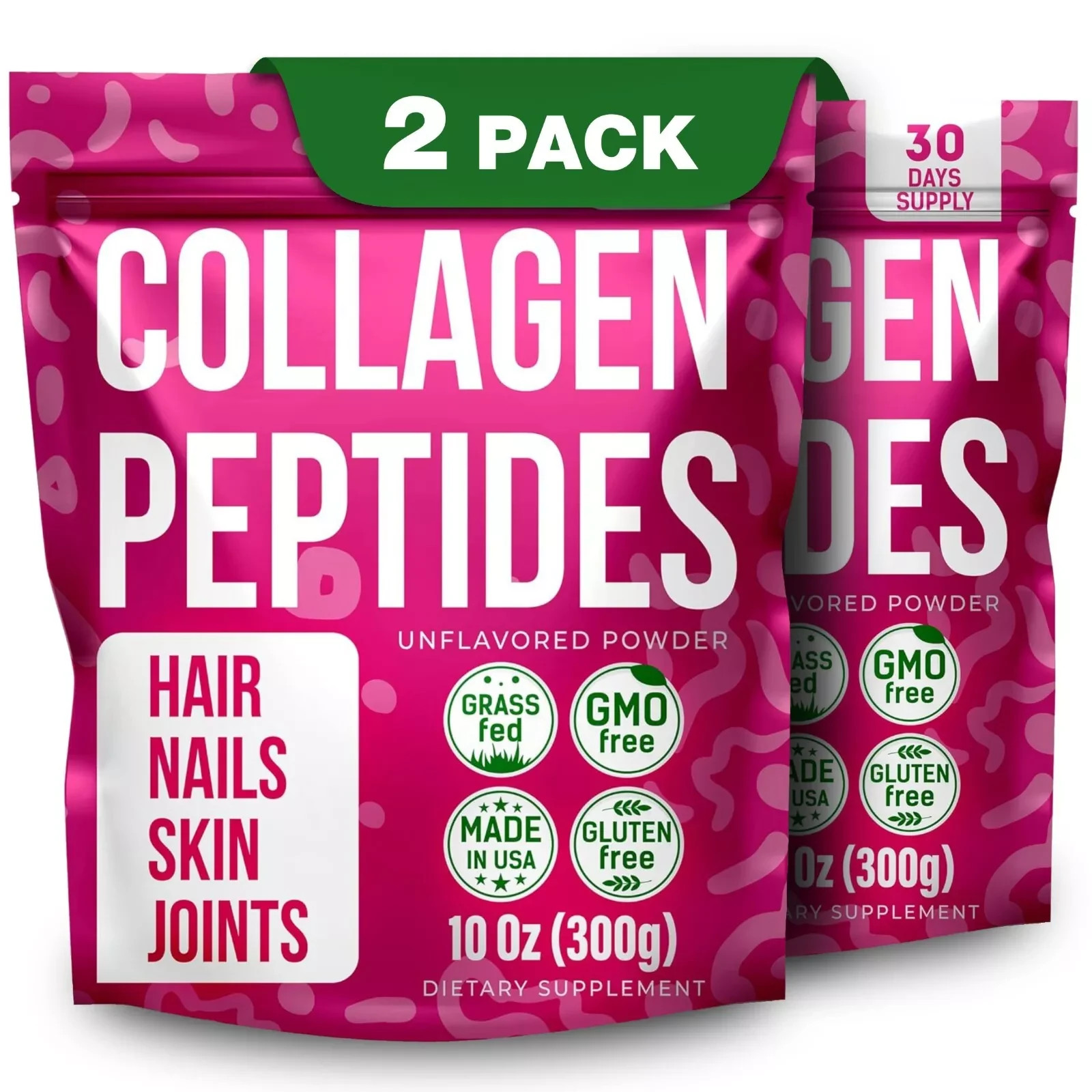 Collagen Peptides Type 1 & 3 – 2 Pack – 10oz Unflavored – Hair, Nails & Skin