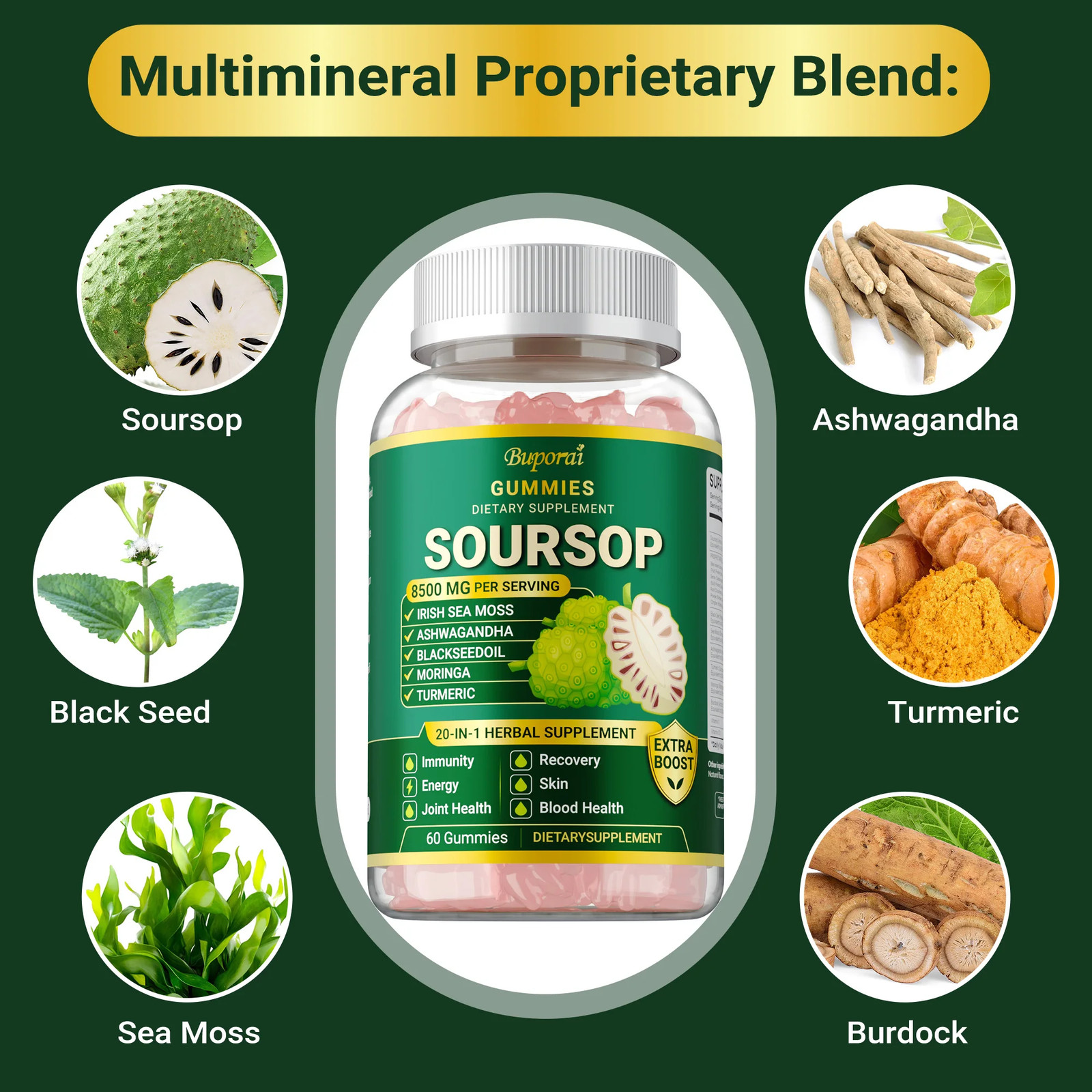 Soursop 120pcs – Antioxidant, Skin,Joint & Bone Health, Gut and Digestion Health