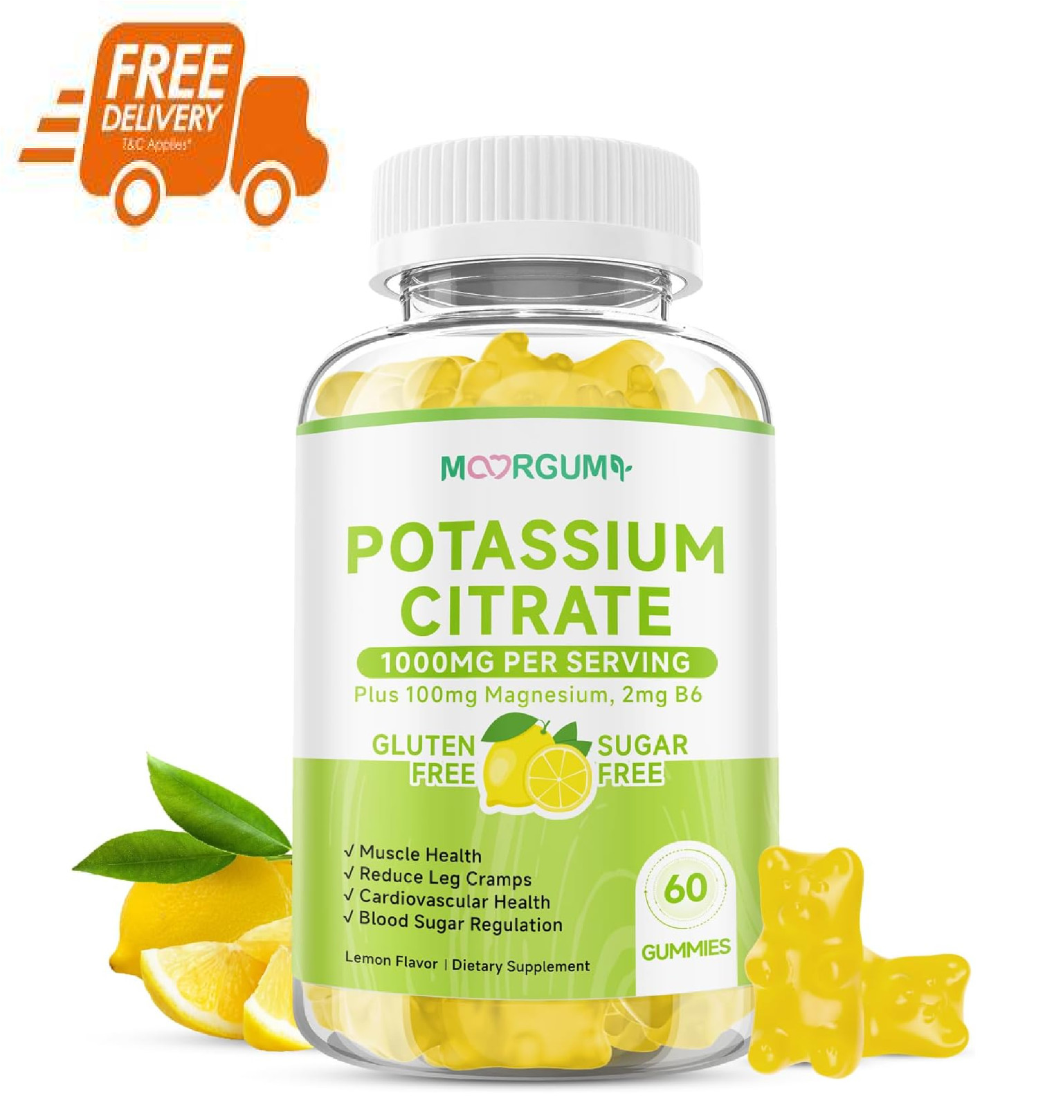 Potassium Citrate 1000mg Gummies, Potassium Supplement for Adults Women and Men,