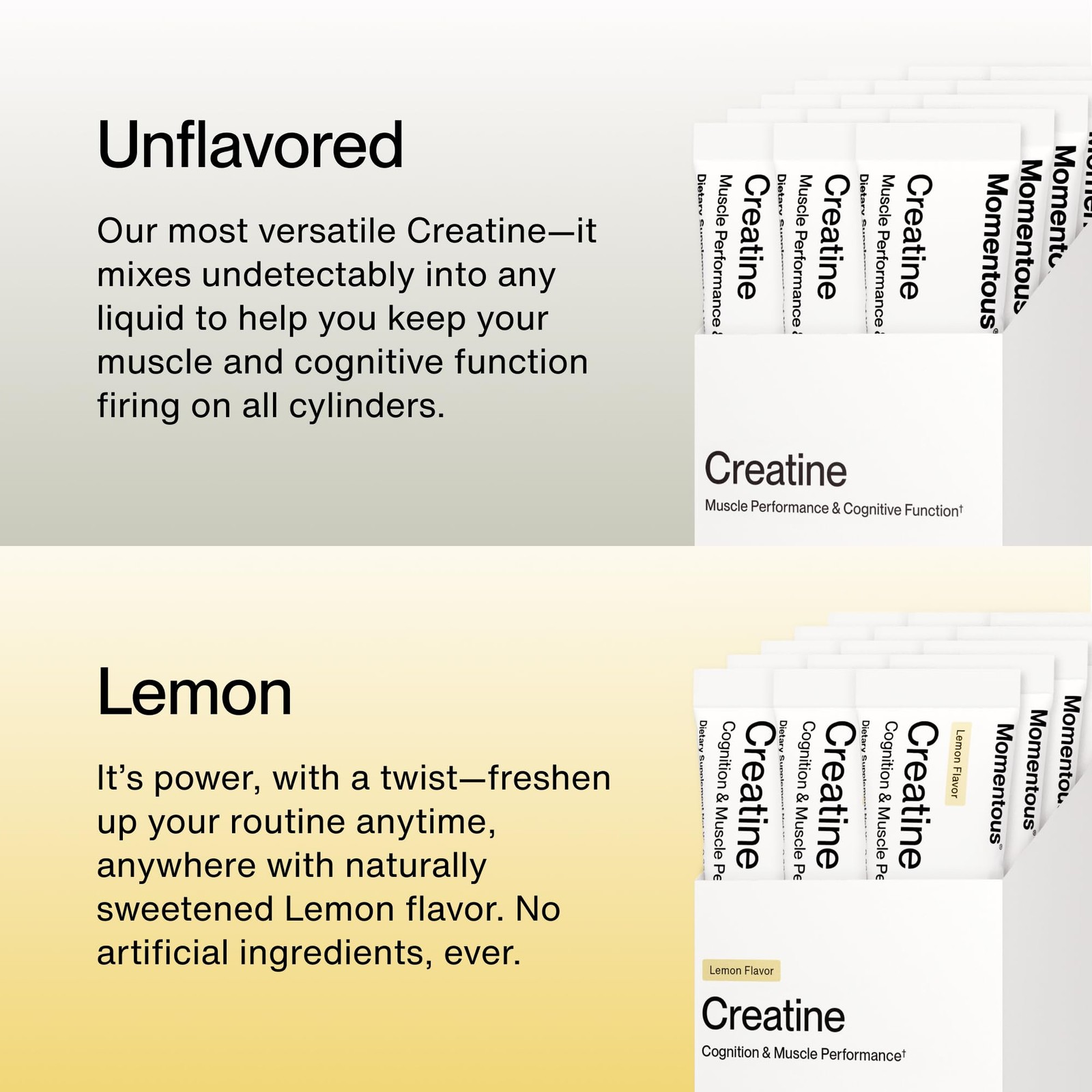 Momentous Creatine Lemon Monohydrate Powder – 0.23 Ounce (Pack of 15)