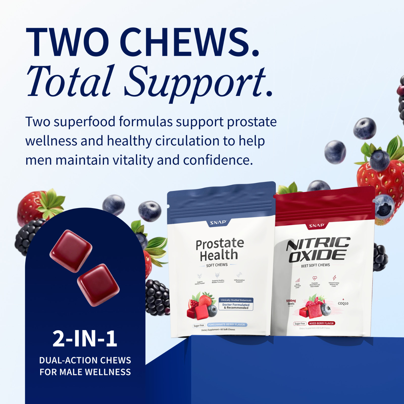 SNAP Nitric Oxide BOOSTER & Prostate Support CHEWS Sugarfree MADE IN THE USA