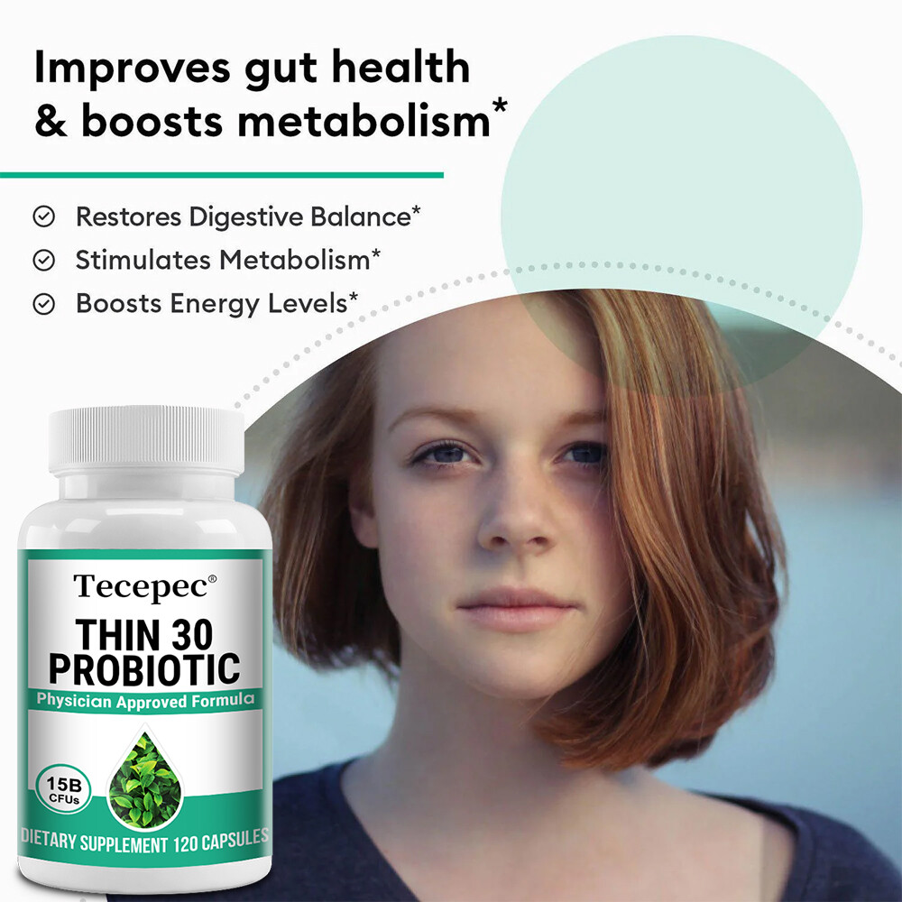 Thin 30 Probiotic 15 Billion Cfus Digestive Support Weight Management 120 Pills