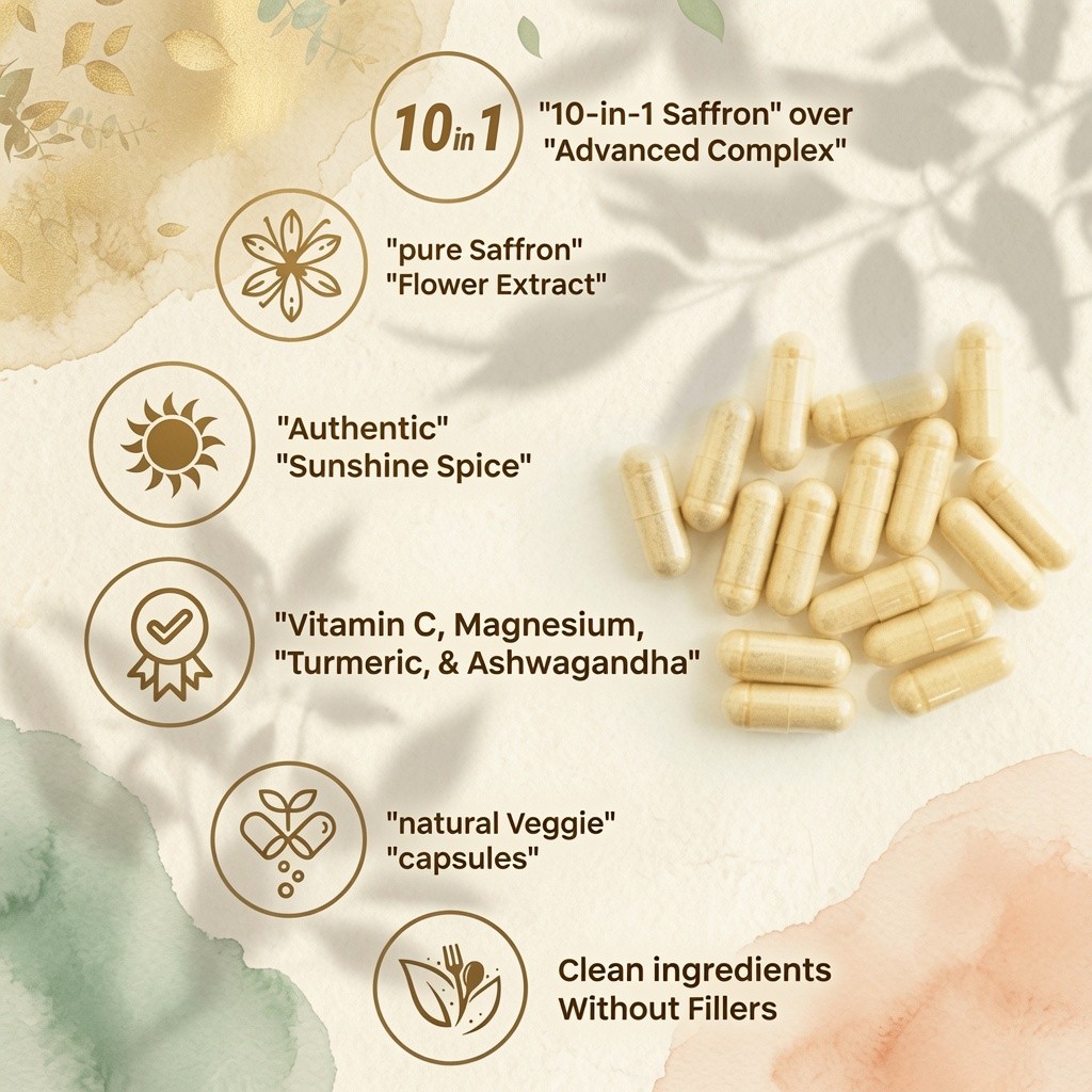 Micro Ingredients Saffron Plus Advanced Complex Ashwagandha 60 Veggie Caps