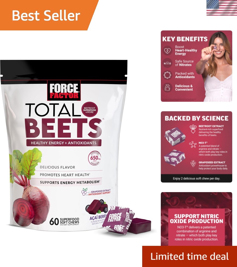 Force Factor Total Beets Drink Mix – Heart Health & Energy Support