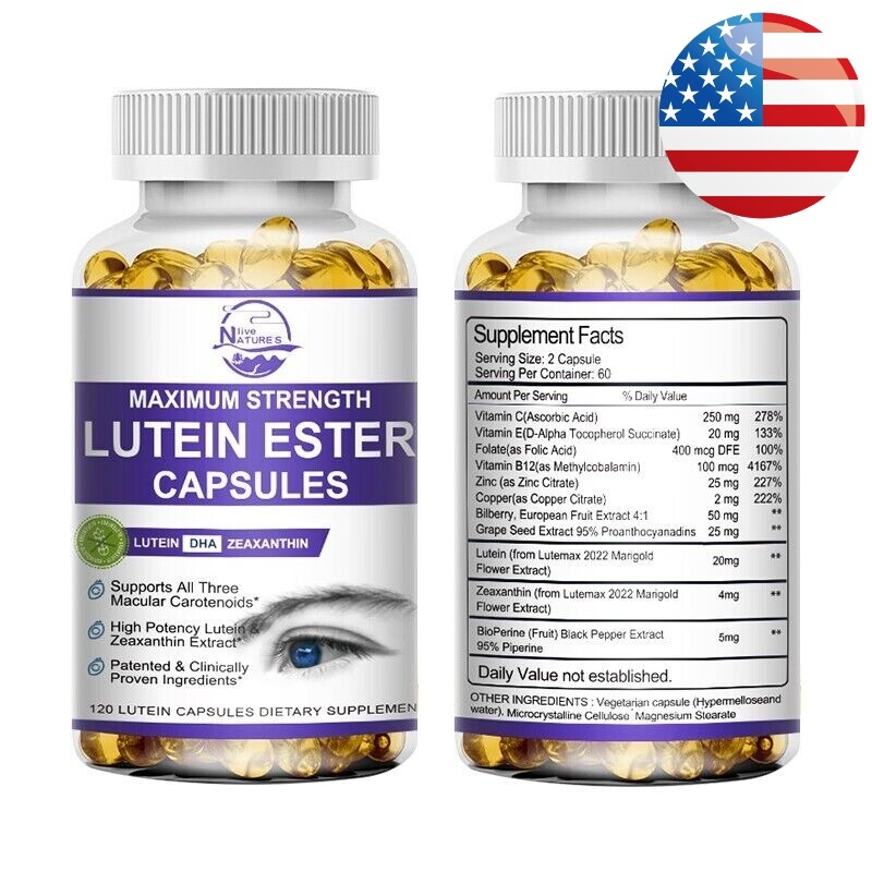 Lutein 20mg and Zeaxanthin | 120 Softgels | Eye Health Vitamins,by NATURE’S LIVE