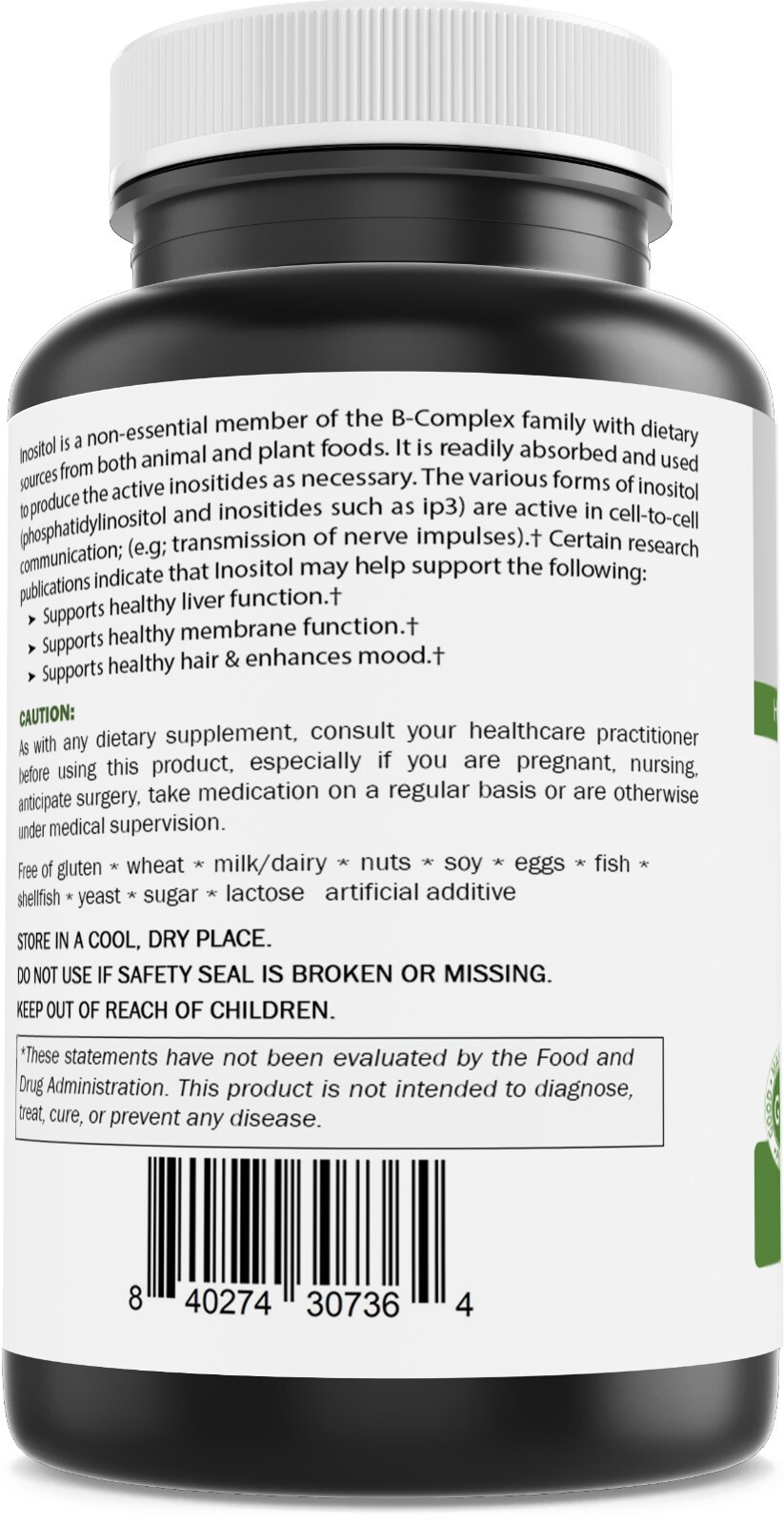 Brieofood Myo Inositol 2000 mg per Serving – 60 Tablets – 3rd Party Lab Tested
