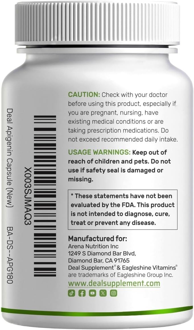 Advanced Apigenin100mg Antioxidants Flower Extract Chamomile Sleep Relax 240 Cap