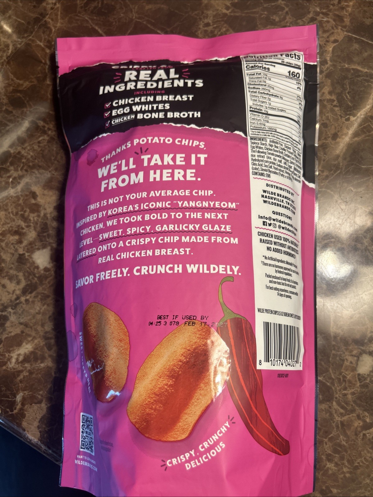 Wilde Protein Chips Korean Sweet & Spicy Flavor, 8.5 oz – 10g Protein
