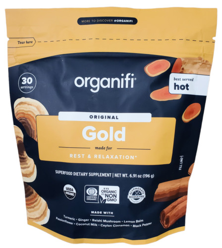 Organifi GOLD Gently Dried Superfood Tea Turmeric and Reishi Infused Exp 8/2025