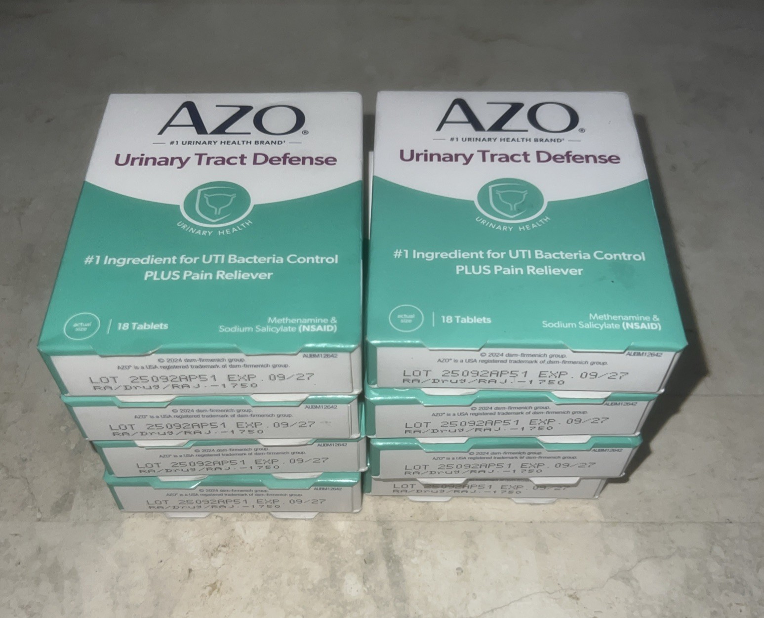 8 Boxes AZO Urinary Tract Defense Antibacterial Protection 18 Tablet Ea Exp 9/27