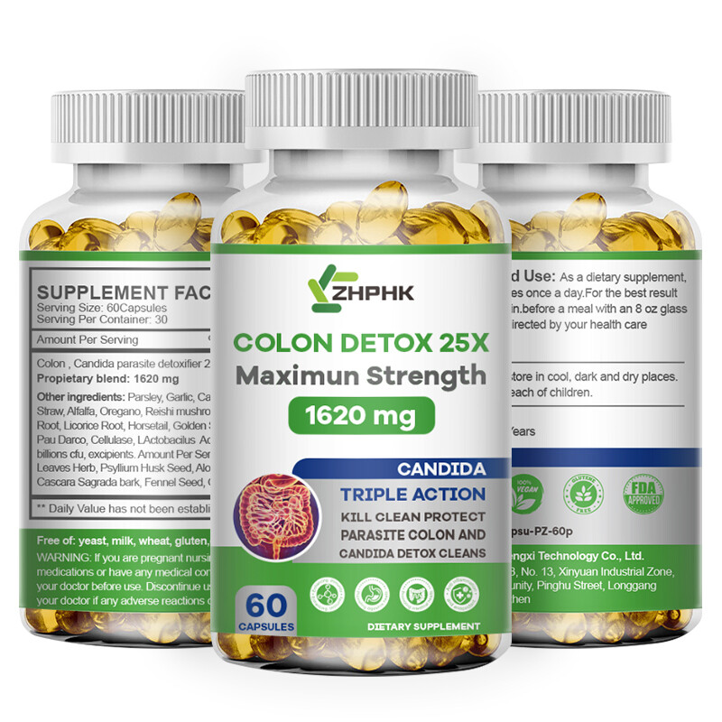 #1 Colon Detox Cleanse Parasite Candida 60 Capsules Natural Herbal Supplement
