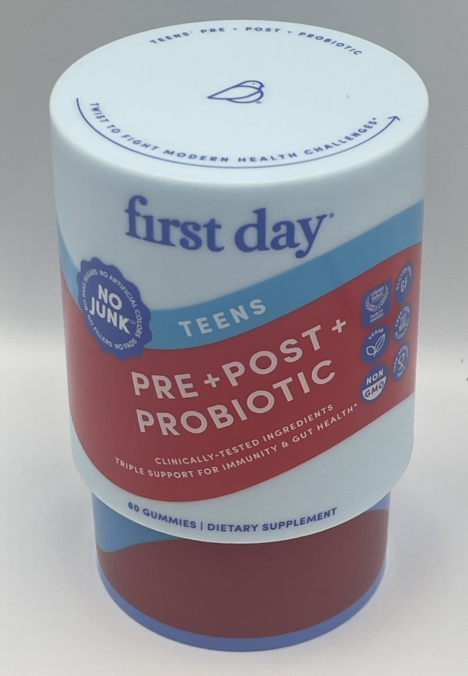First Day TEEN Prebiotic + Probiotic Supplement 60 gummies *SEALED* Exp 9/2026