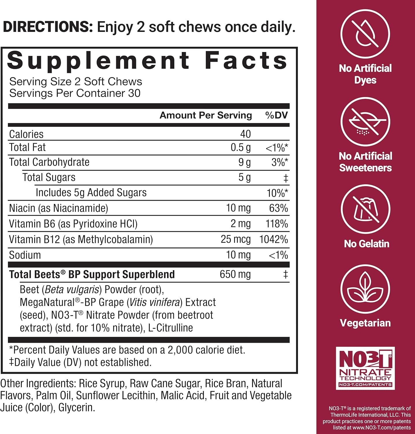 Total Beets Blood Pressure Support Chews – 60 Acai Berry Flavored Soft Chews