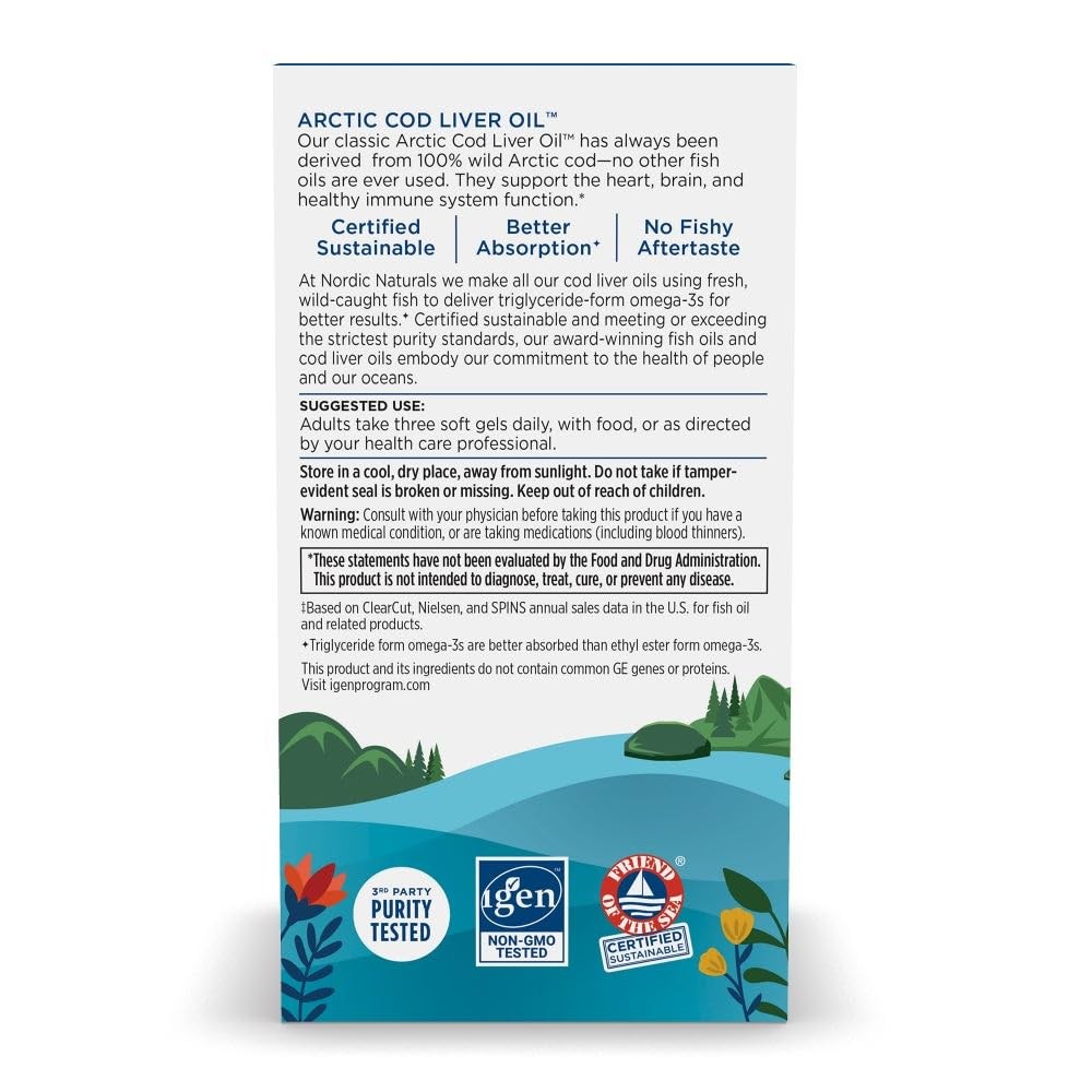 Nordic Naturals Arctic Cod Liver Oil, Lemon – 90 Soft 90 Count (Pack of 1)