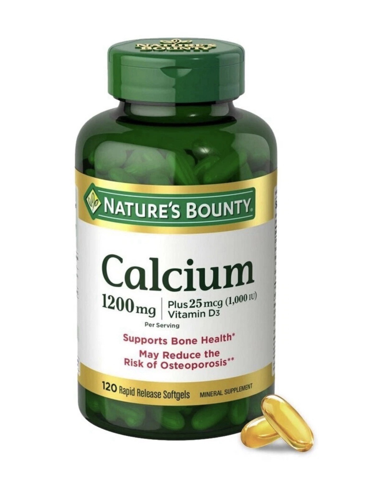 Nature’s Bounty 1200mg Calcium & 1000IU Vitamin D3 120 Softgels Exp 6/2027