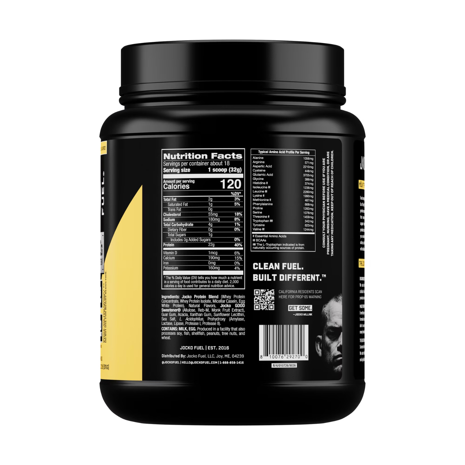 Jocko Fuel Whey Protein Powder Vanilla 22g Protein Probiotic No Sugar 18 Serving
