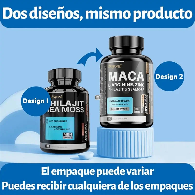 Maca L-arginine, Shilajit & Sea Moss 120pcs, Reduce Fatigue, Regulate Endocrine
