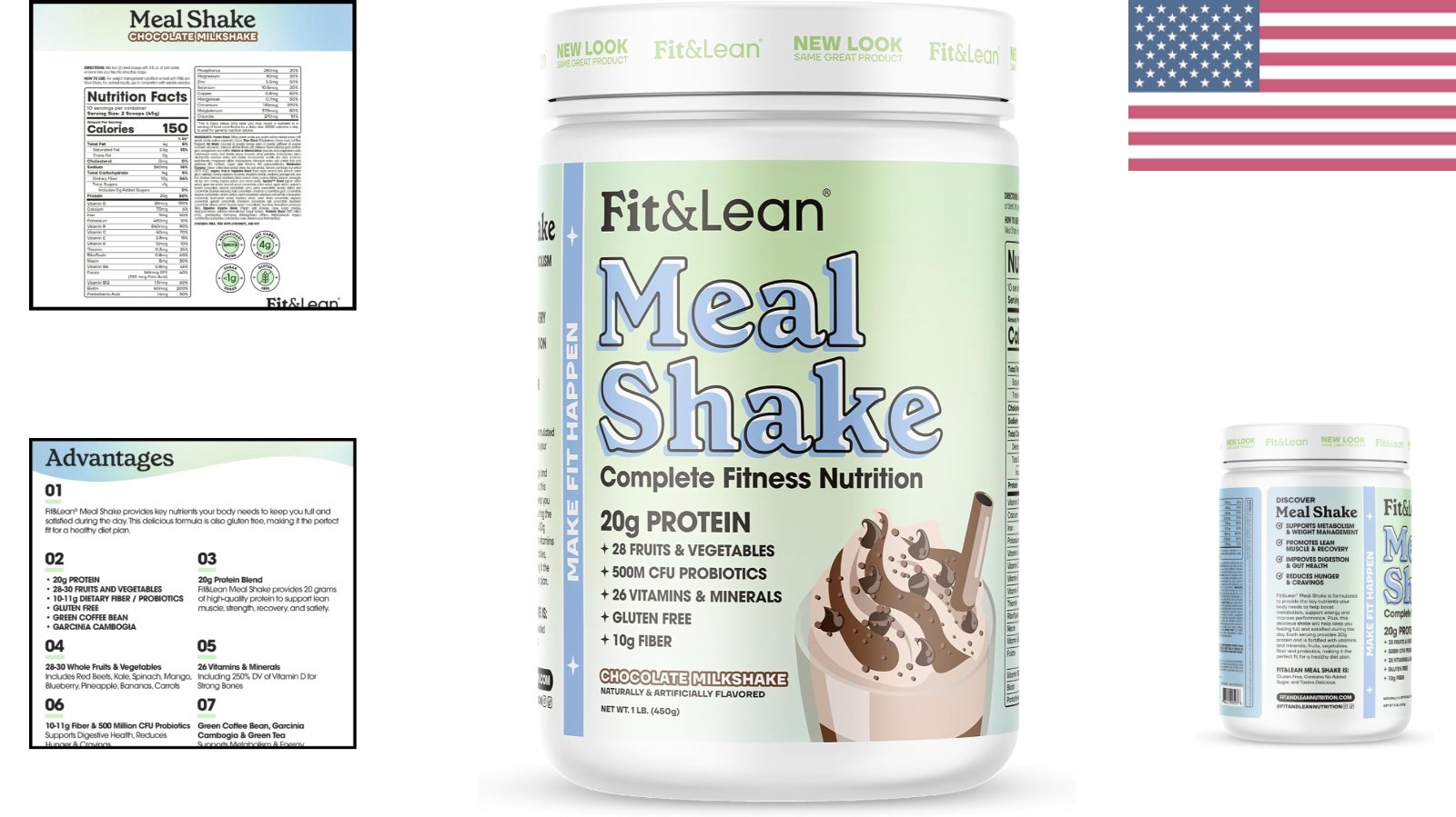 All-Natural Chocolate Meal Replacement Shake with Probiotics, 10 Servings