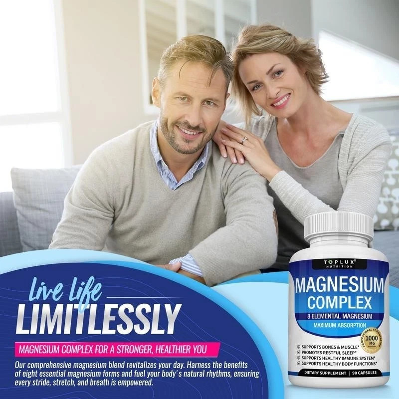 2Pack Magnesium complex supplement: 1000mg of 8-element magnesium, 180 capsules