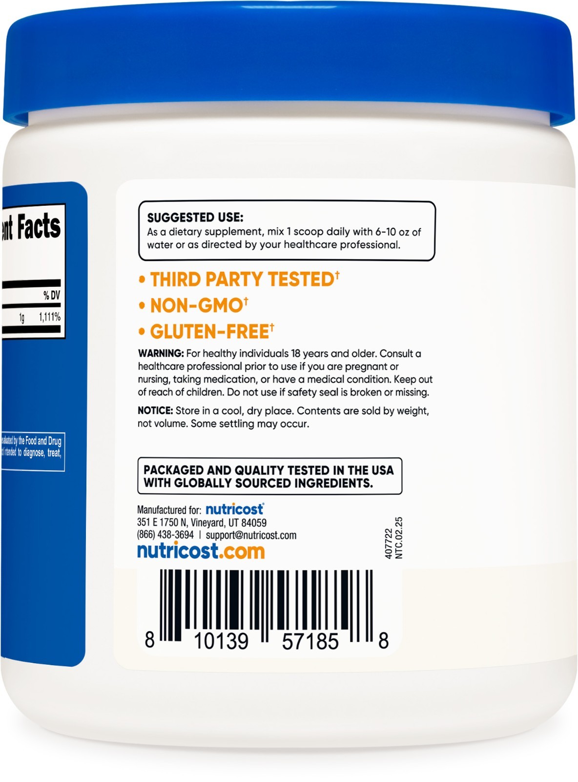 Nutricost Vitamin C Powder (1LB) – Pure Ascorbic Acid