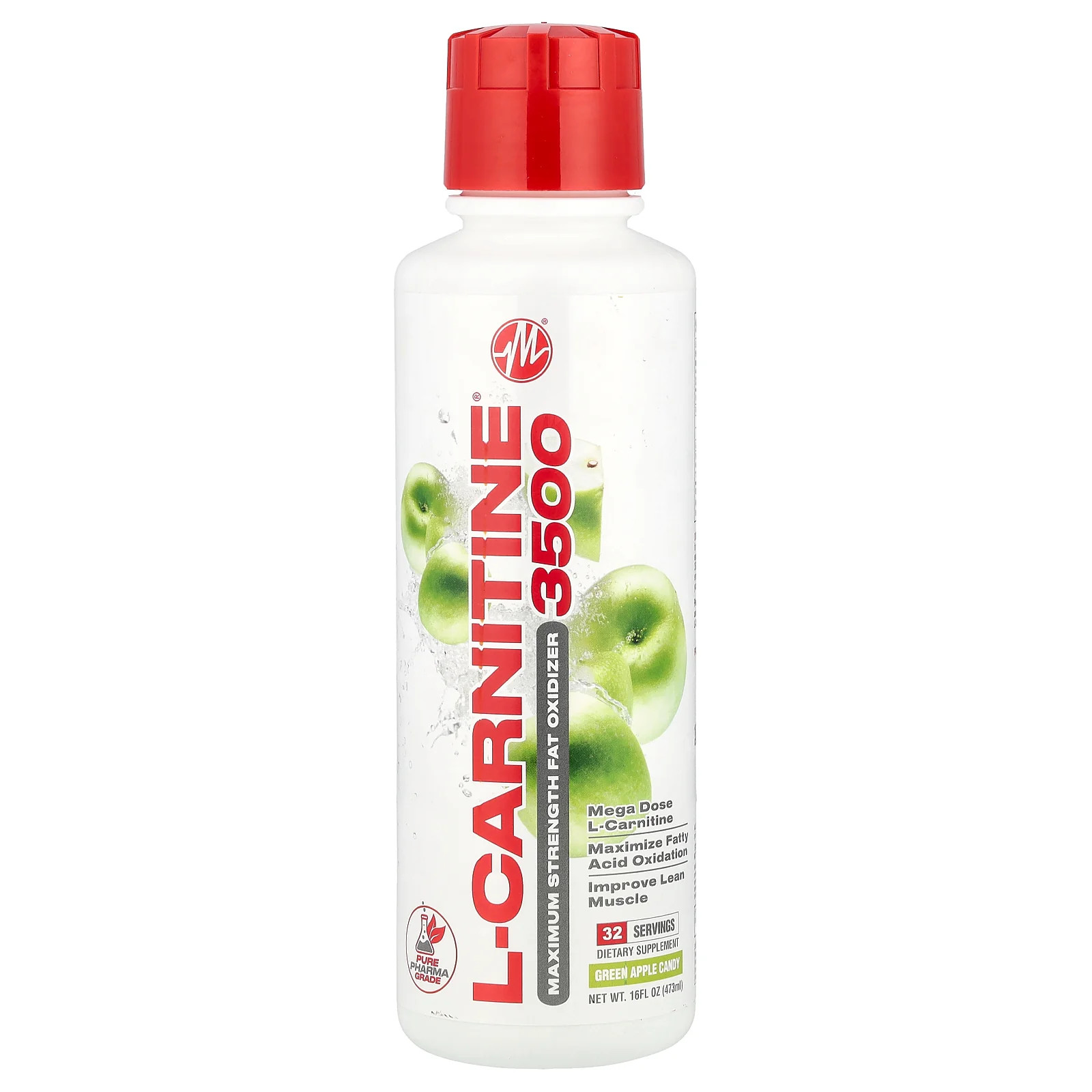 2 X Metabolic Nutrition, L-Carnitine 3500�, Green Apple Candy, 16 fl oz (473 ml