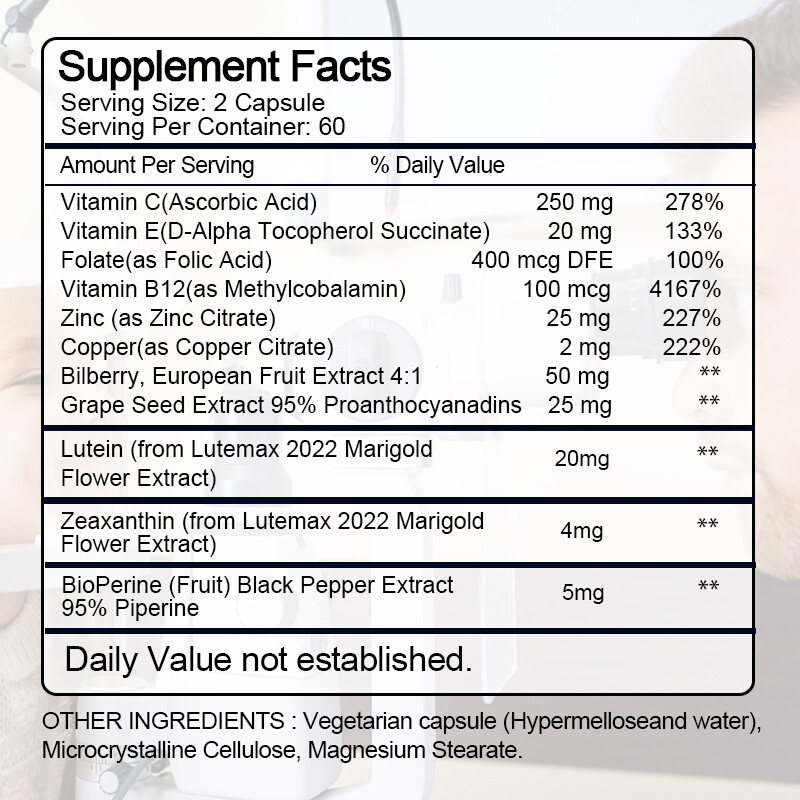 Eye Health Supplement,Lutein & Zeaxanthin,Vision Health,Eye Strain Support 120pc